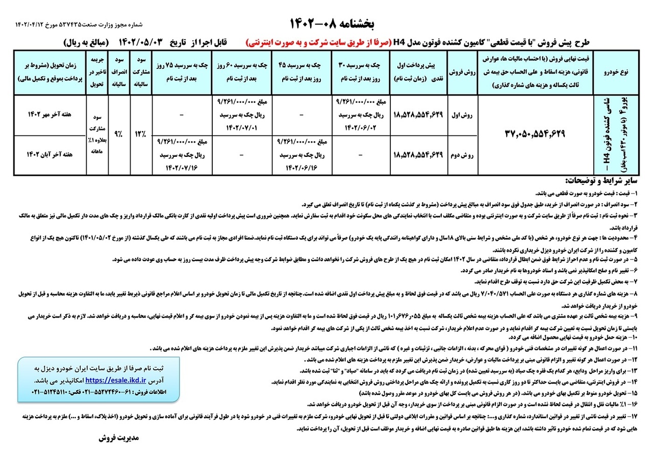 آغاز پیش فروش اینترنتی ایران خودرو / فروش یک محصول با تحویل ۳ و ۴ ماهه + شرایط