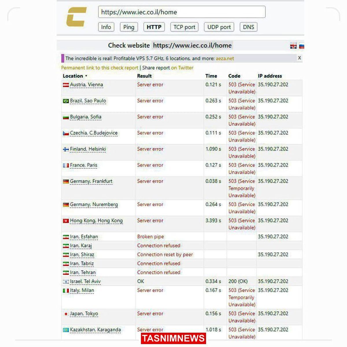 سایت شرکت ملی برق اسرائیل هم هک شد