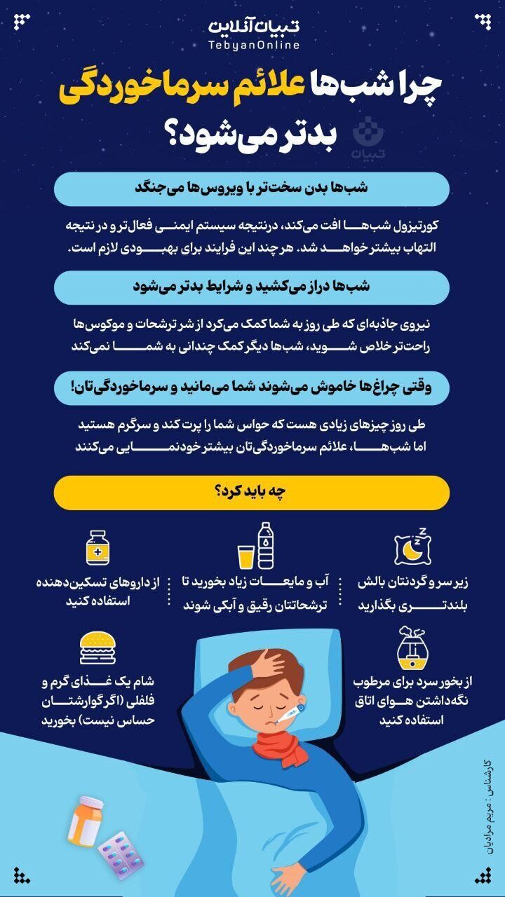 چرا شبها علایم سرماخوردگی بدتر میشود؟ چرا شبها علایم سرماخوردگی بدتر میشود؟