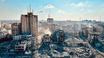 لحظه بمباران ۲ برج مسکونی در غزه + فیلم