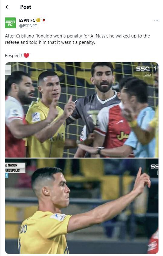 بازتاب جهانی حرکت رونالدو مقابل پرسپولیس! + عکس