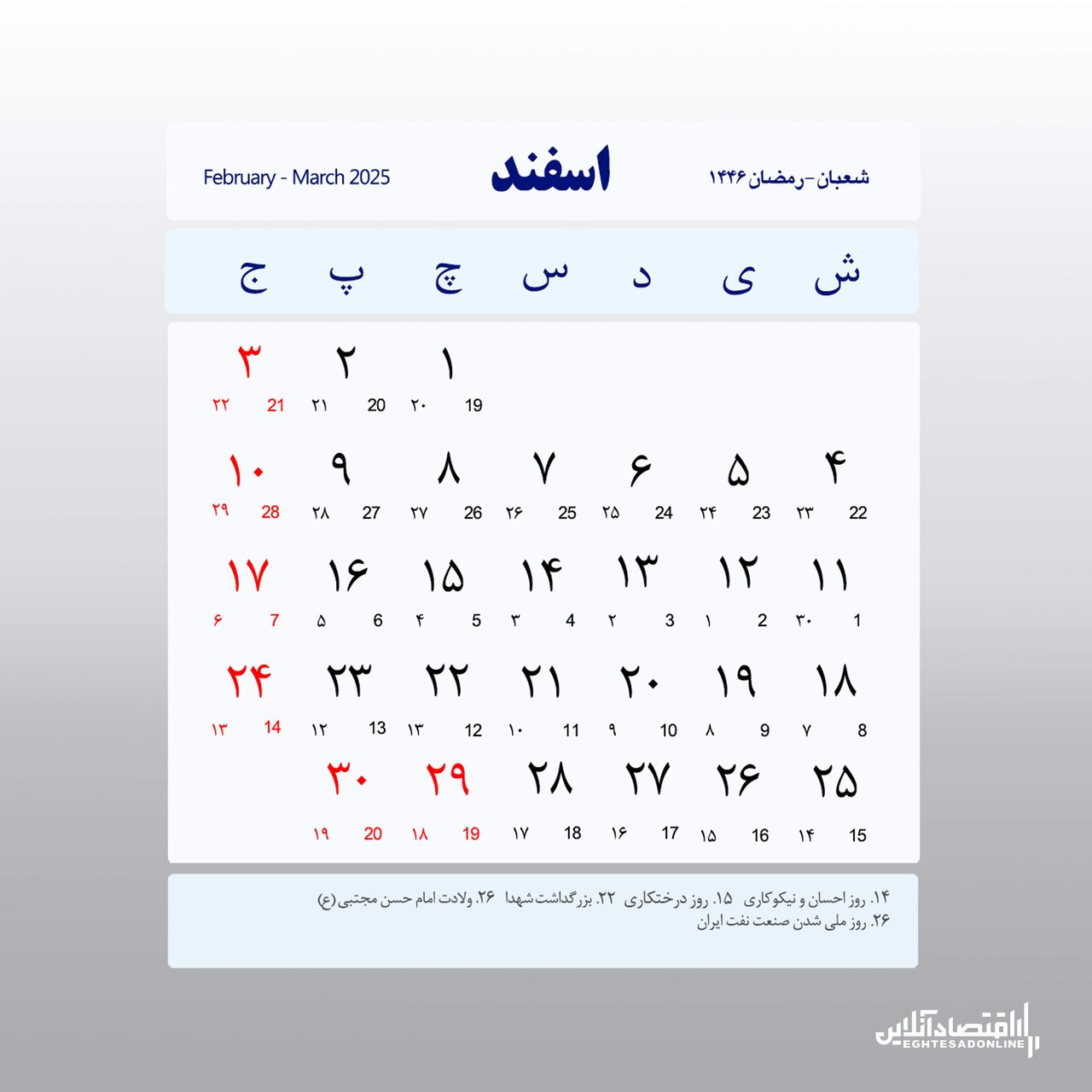 تقویم کامل سال ۱۴۰۳منتشر شد؛ اعلام تعطیلات رسمی ۱۴۰۳ تقویم کامل سال ۱۴۰۳منتشر شد؛ اعلام تعطیلات رسمی ۱۴۰۳
