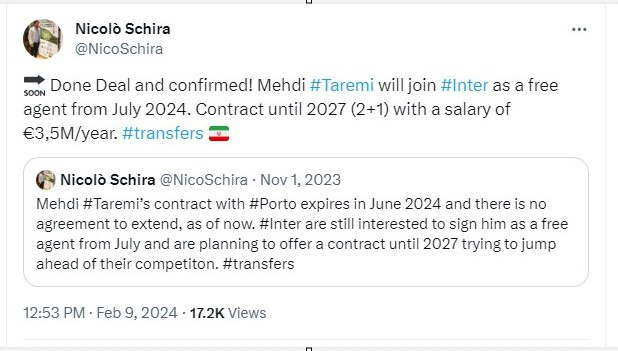 انتقال طارمی به اینتر تایید شد + عکس