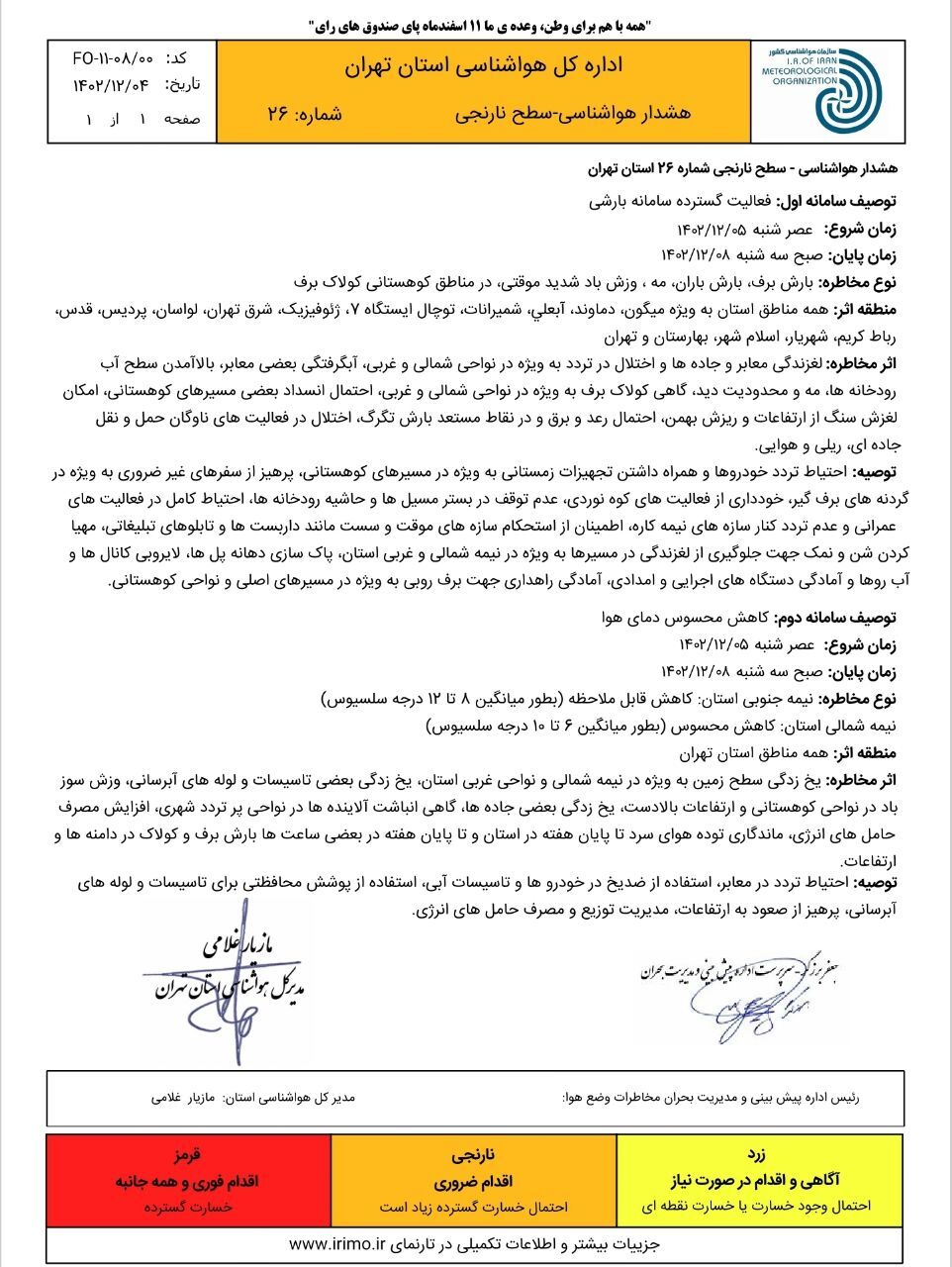 هشدار هواشناسی به تهرانیها / سامانه بارشی گسترده فعال شد