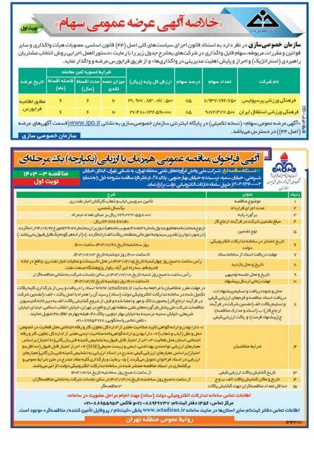 آگهی مزایده پرسپولیس و استقلال منتشر شد آگهی مزایده پرسپولیس و استقلال منتشر شد