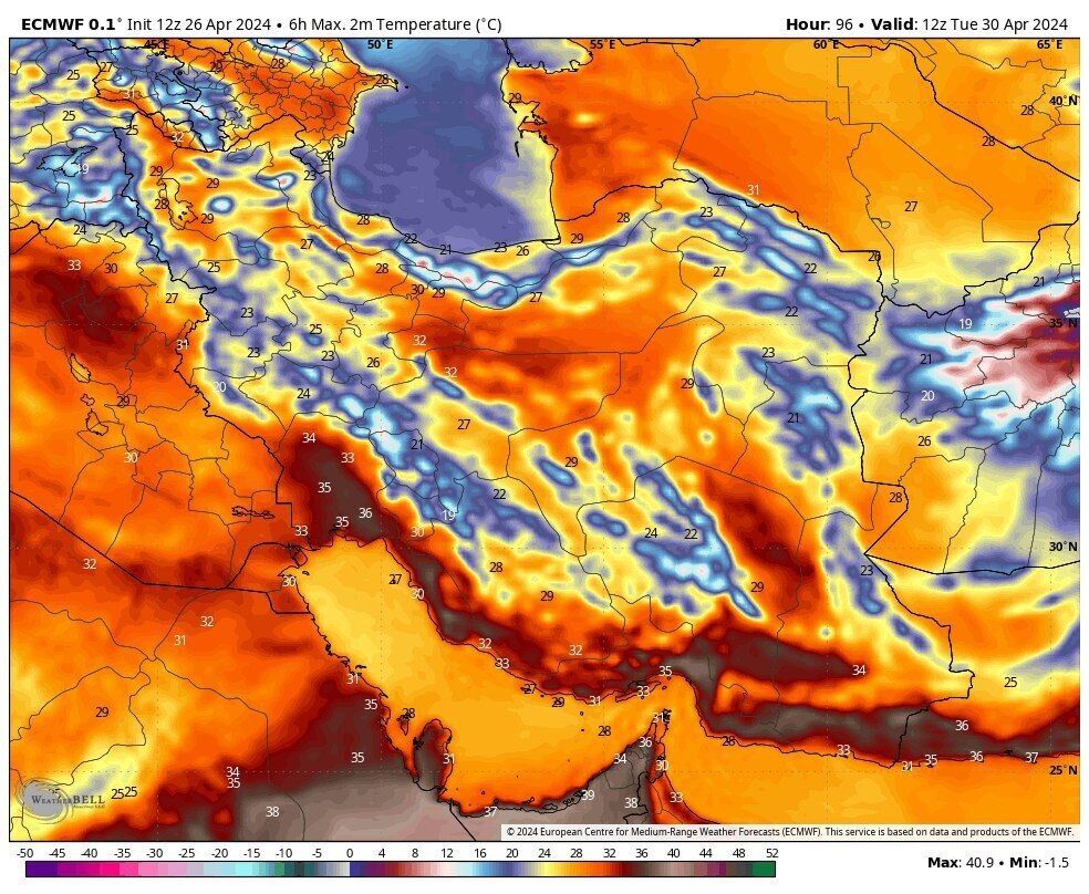 هوای گرم ۳۳ درجهای به این استانها میرسد