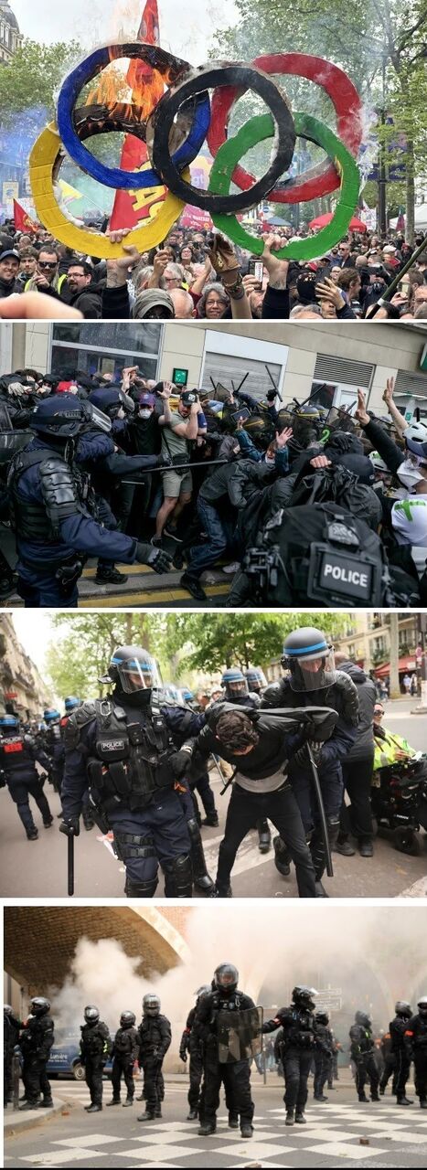 حلقههای المپیک در پاریس به آتش کشیده شدند! + عکس