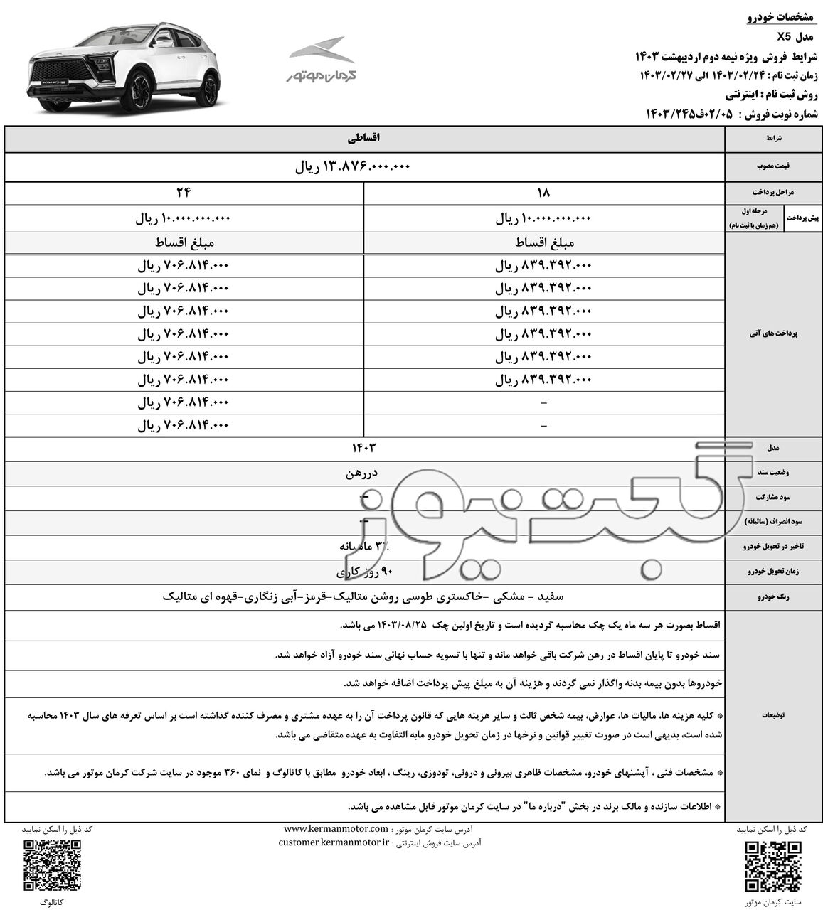 فروش کی ام سی X۵ در اردیبهشت ۱۴۰۳ آغاز شد