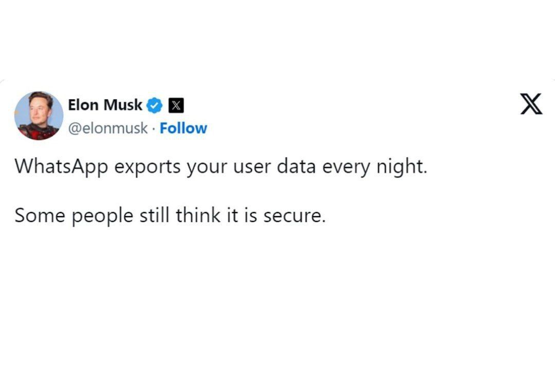 ادعای عجیب ایلان ماسک درباره واتساپ