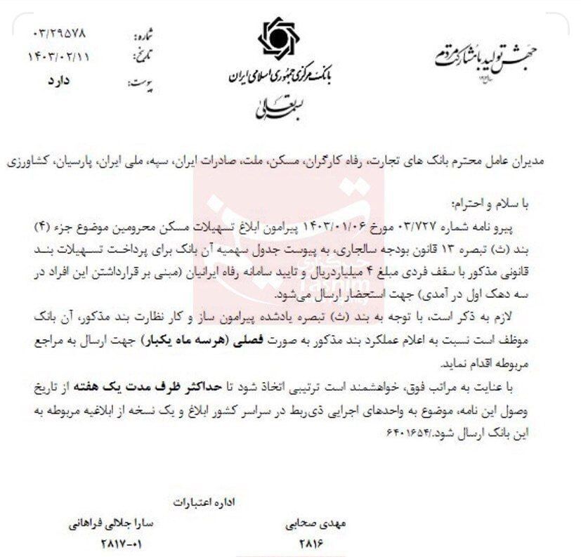 وام ۴۰۰ میلیونی مسکن محرومین ابلاغ شد+ تصویر
