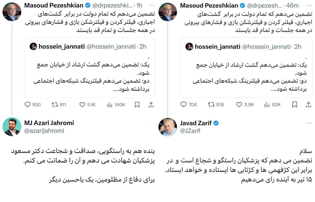 ظریف و آذر جهرمی، پزشکیان را ضمانت کردند + عکس