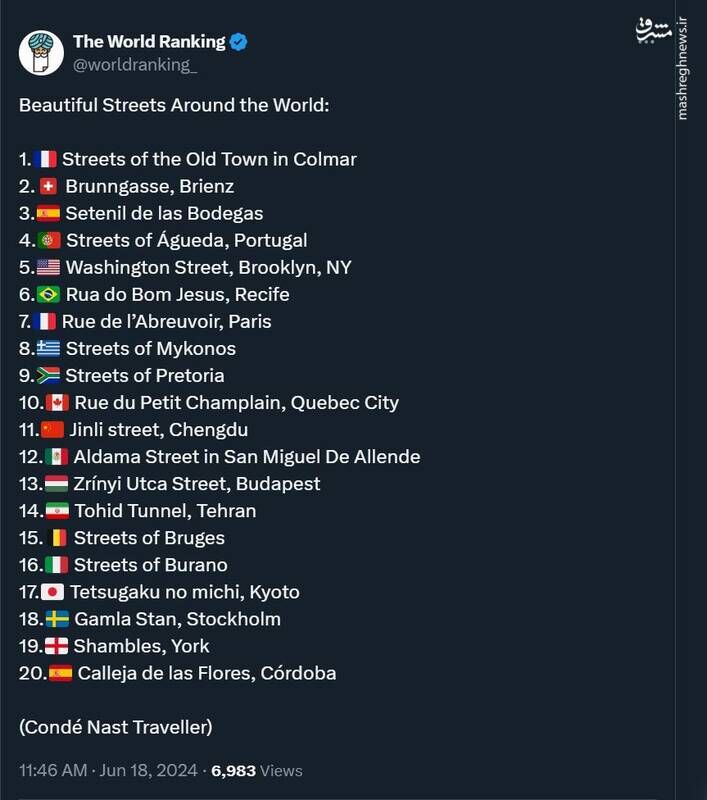 تونل معروف تهران جهانی شد + عکس