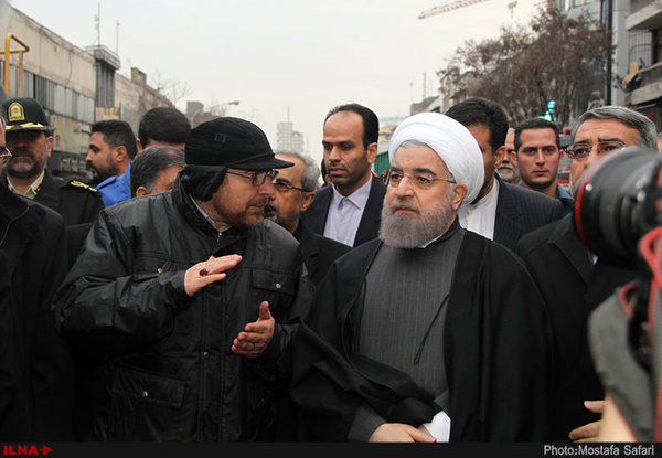 President Rouhani visits Plasco fire site