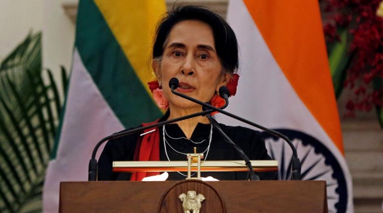 Myanmar's Suu Kyi denounces terrorists, silent on Rohingya exodus
