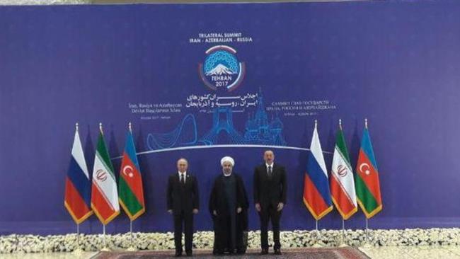 Iran’s Rouhani, Russia’s Putin and Azerbaijan’s Aliyev meet in Tehran