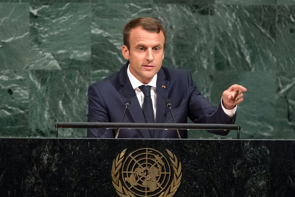 Macron Uses UN Pedestal to Rebut Trump on Iran, Climate Deals