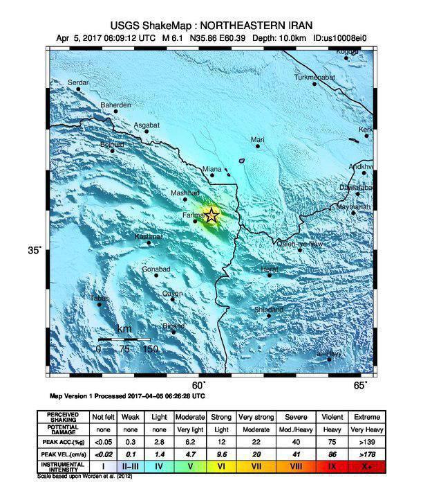 Magnitude 6.1 Quake Strikes Northeast of Iran