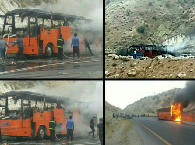 مهار آتش‌سوزی سه دستگاه اتوبوس در عسلویه
