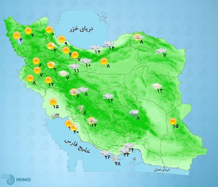 خلاصه وضعیت هواشناسی کشور +نقشه