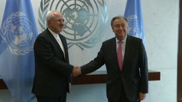 دیدار ظریف با دبیرکل سازمان ملل در نیویورک +عکس