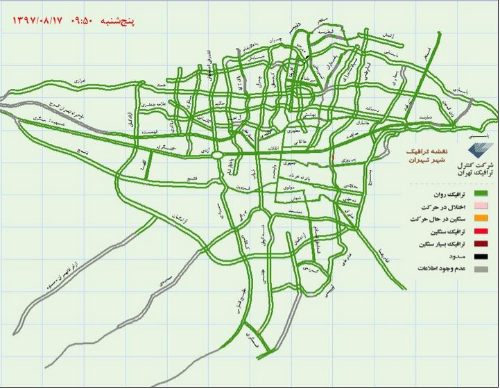 وضعیت ترافیکی بزرگراه های تهران +نقشه