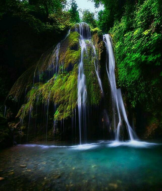 تنها آبشار خزه‌ای ایران +عکس