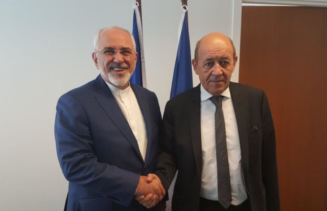 دیدار ظریف با وزیرخارجه فرانسه +عکس