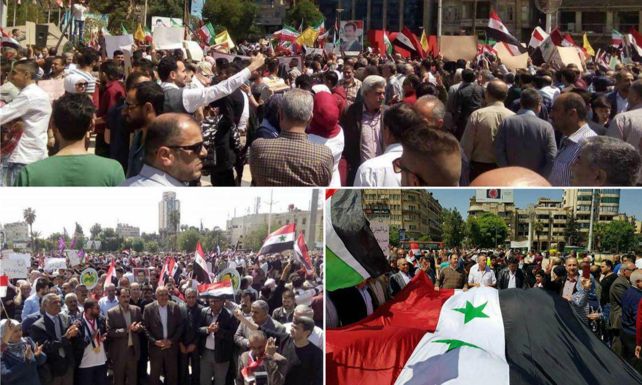 تجمع مردم سوریه در محکومیت تجاوز نظامی