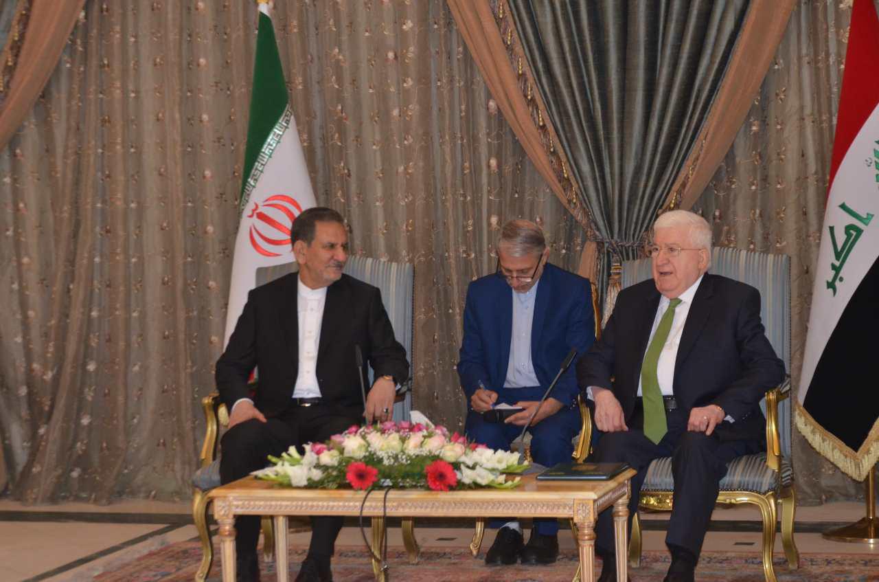 دیدار جهانگیری با رییس جمهور عراق در قصر سلام