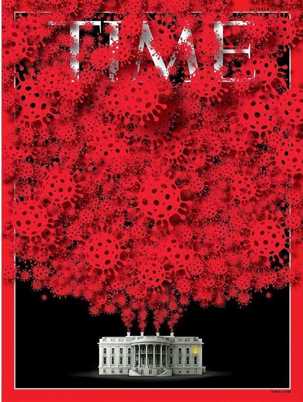 کرونا در کاخ سفید؛ روی جلد نشریه تایم 
