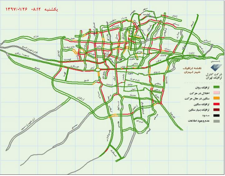 وضعیت ترافیک شهر تهران +نقشه