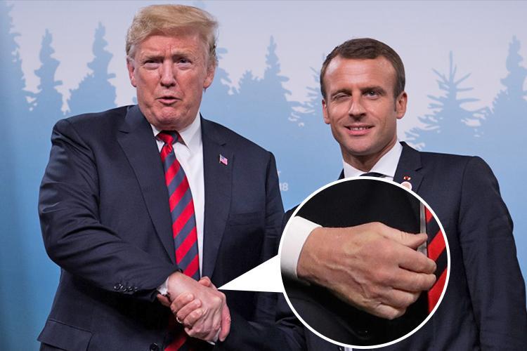 رد انگشت مکرون روی دست ترامپ! +فیلم