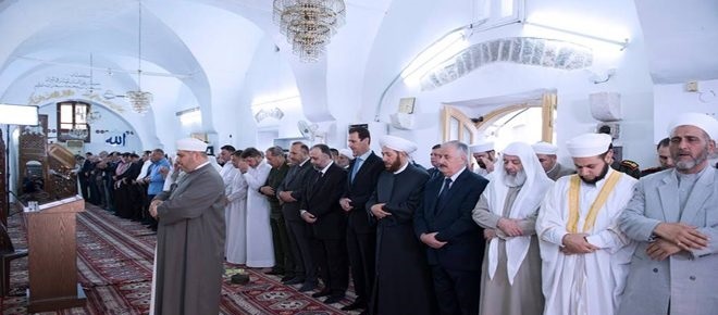 بشار اسد در نماز عیدفطر +عکس