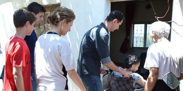 بشار اسد و همسرش در دیدار زخمی شدگان ارتش +عکس