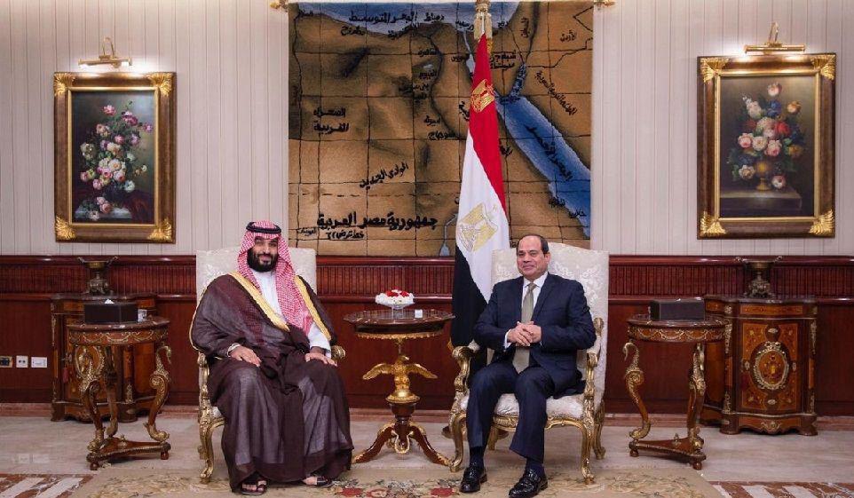 غیبت پرچم عربستان در ملاقات محمدبن‌سلمان با رئیس‌جمهور مصر! +عکس