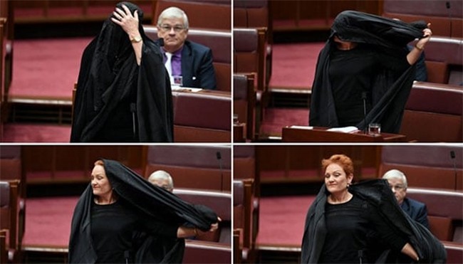 حرکت نماینده زن پارلمان استرالیا علیه برقع! +عکس