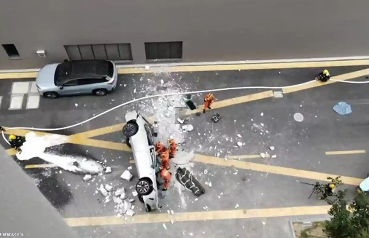 سقوط مرگبار یک خودرو از طبقه سوم + فیلم