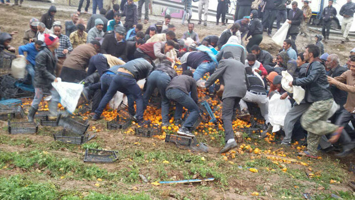  هجوم مردم به بار پرتقال یک وانت +عکس 
