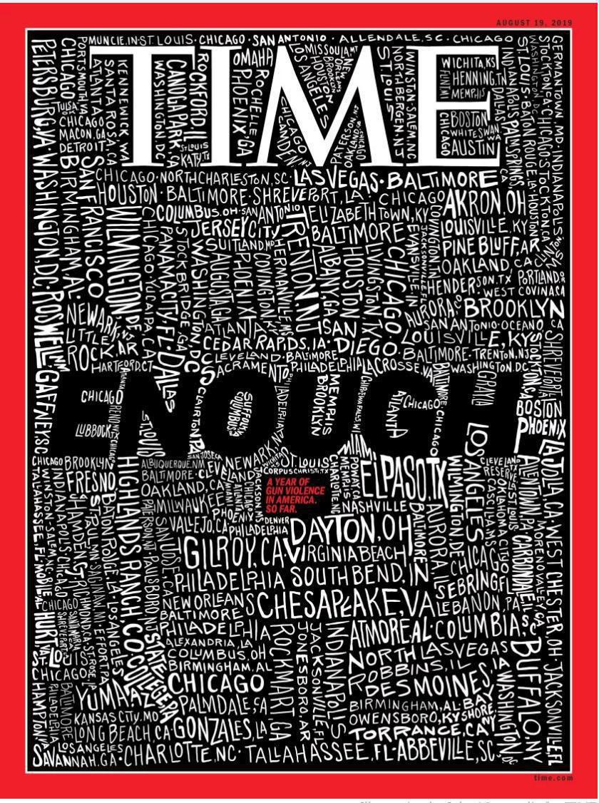 جلد مجله تایم در واکنش به تیراندازی‌های اخیر آمریکا