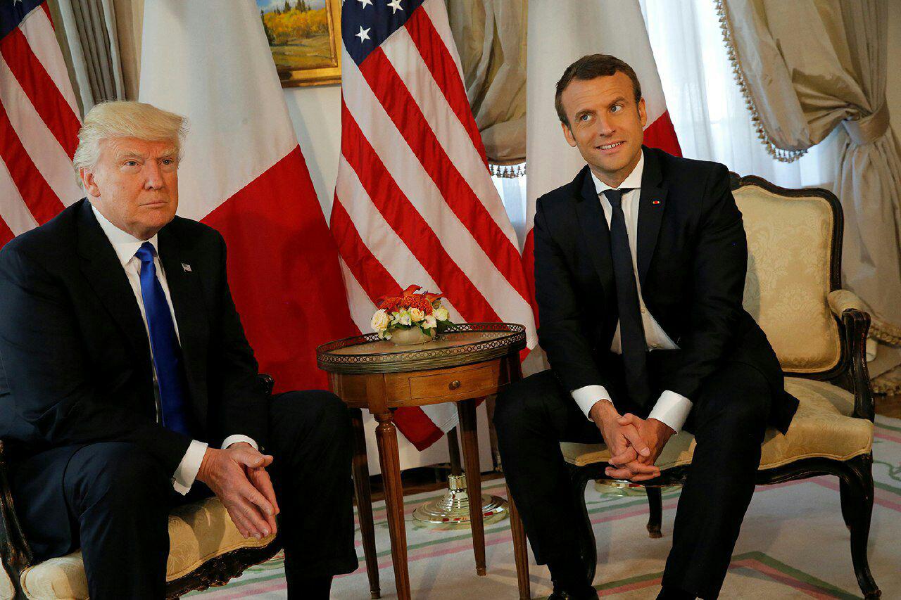 کم‌محلی رییس‌جمهور جدید فرانسه به ترامپ +فیلم