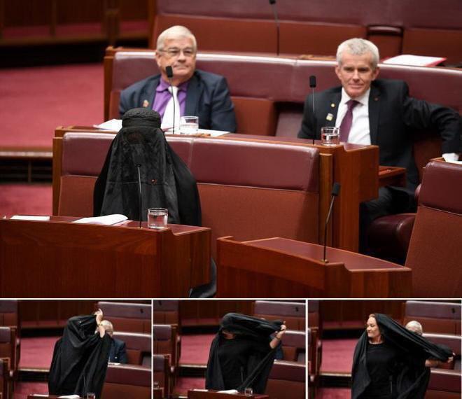 حرکت سناتور زن استرالیایی در توهین به حجاب +عکس