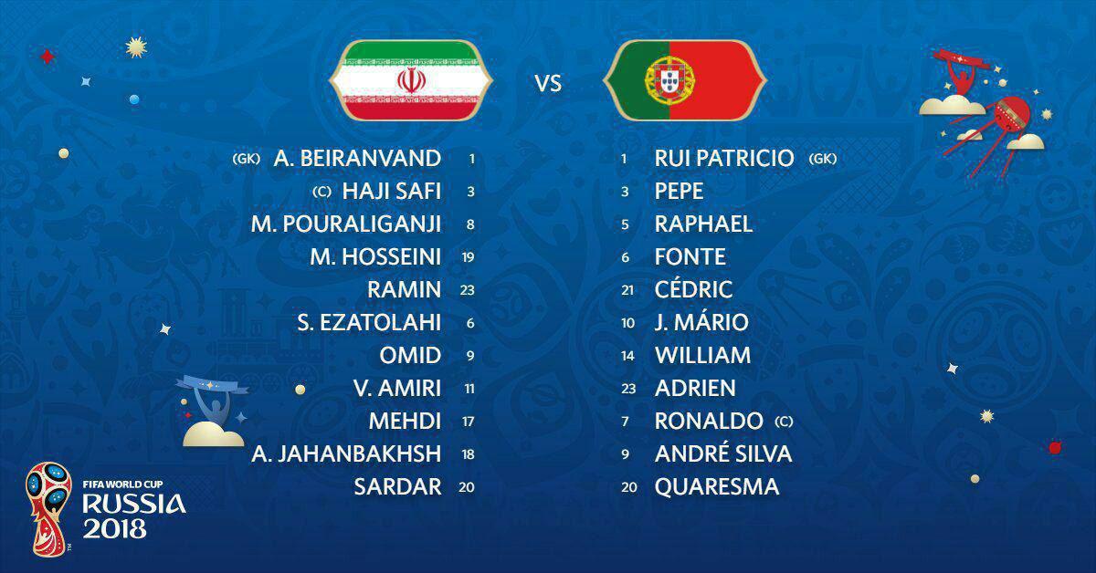 اعلام ترکیب رسمی تیم‌های ایران و پرتغال +اسامی