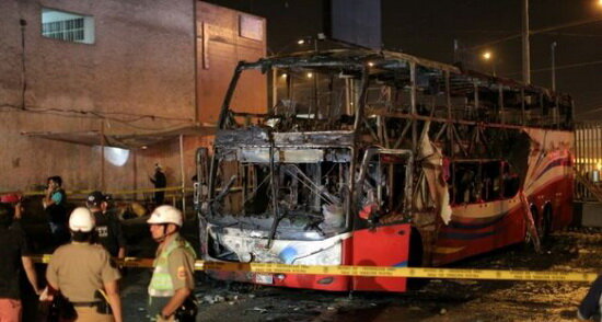 آتش‌سوزی مرگبار اتوبوس در پرو