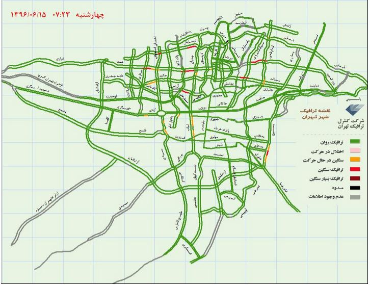 آخرین وضعیت ترافیکی شهر تهران +نقشه