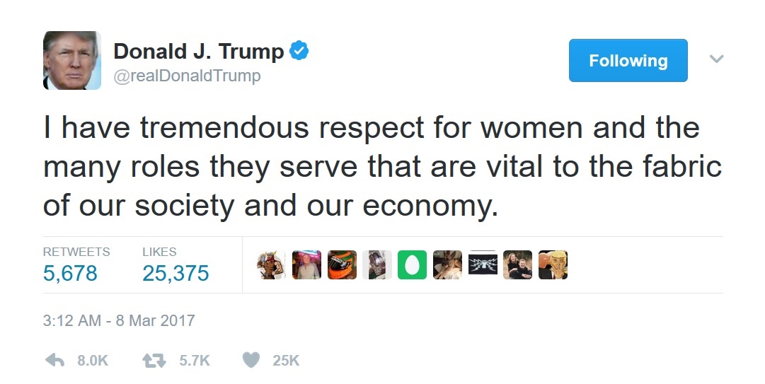 پست توییتری ترامپ به مناسبت روز زن! +عکس
