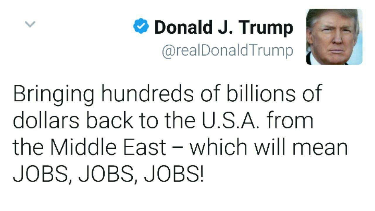 توییت ترامپ درباره فروش سلاح به عربستان +تصویر