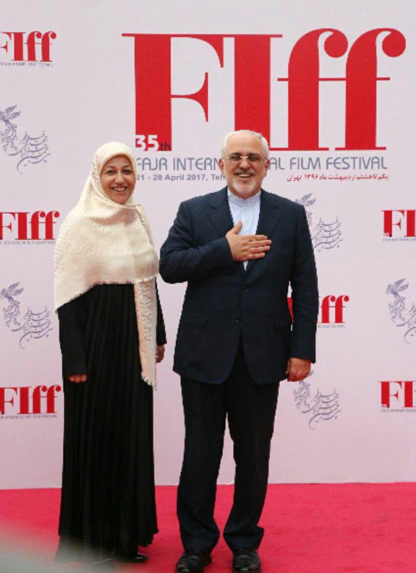 ظریف و همسرش در محفل هنرمندان +عکس