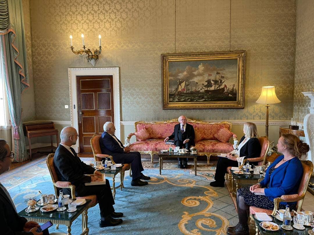 دیدار و رایزنی ظریف با رییس جمهور ایرلند