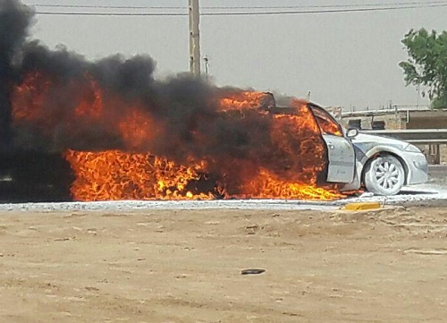 آتش سوزی وحشتناک خودرو در اتوبان! + فیلم