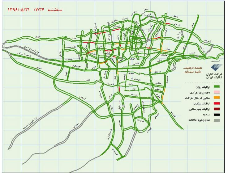 آخرین وضعیت ترافیک صبحگاهی پایتخت +نقشه